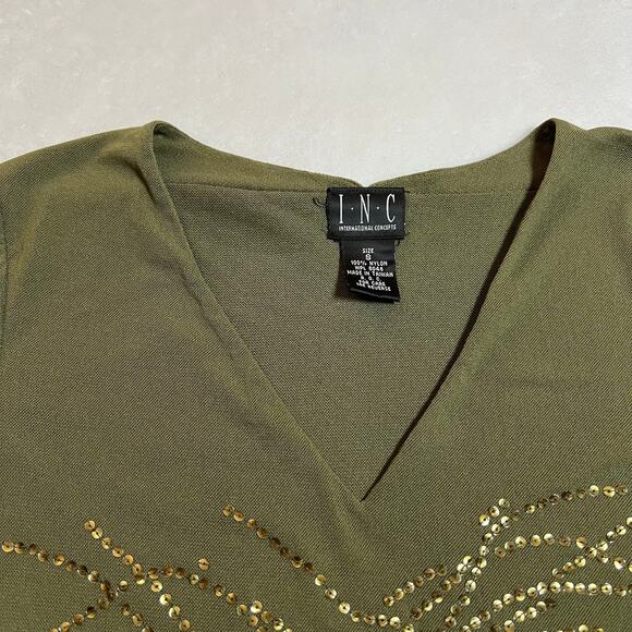 Vintage INC International Concepts V-Neck Mesh Sequin Top Size Small 90s Y2K - Picture 3 of 7
